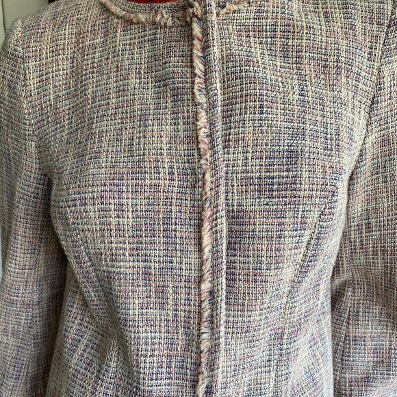 Long tall Sally Tweed Fringed Lavender Jacket Sz 6-8 - Picture 7 of 15